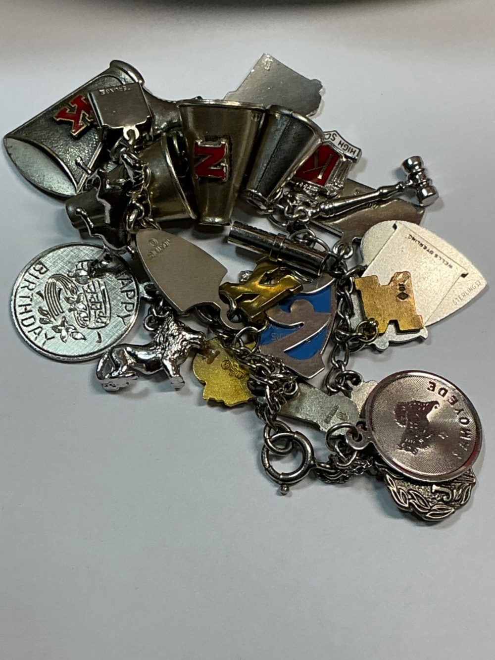 Vintage 12k GF Bracelet W/ 26 Charms. 7.25 inches long